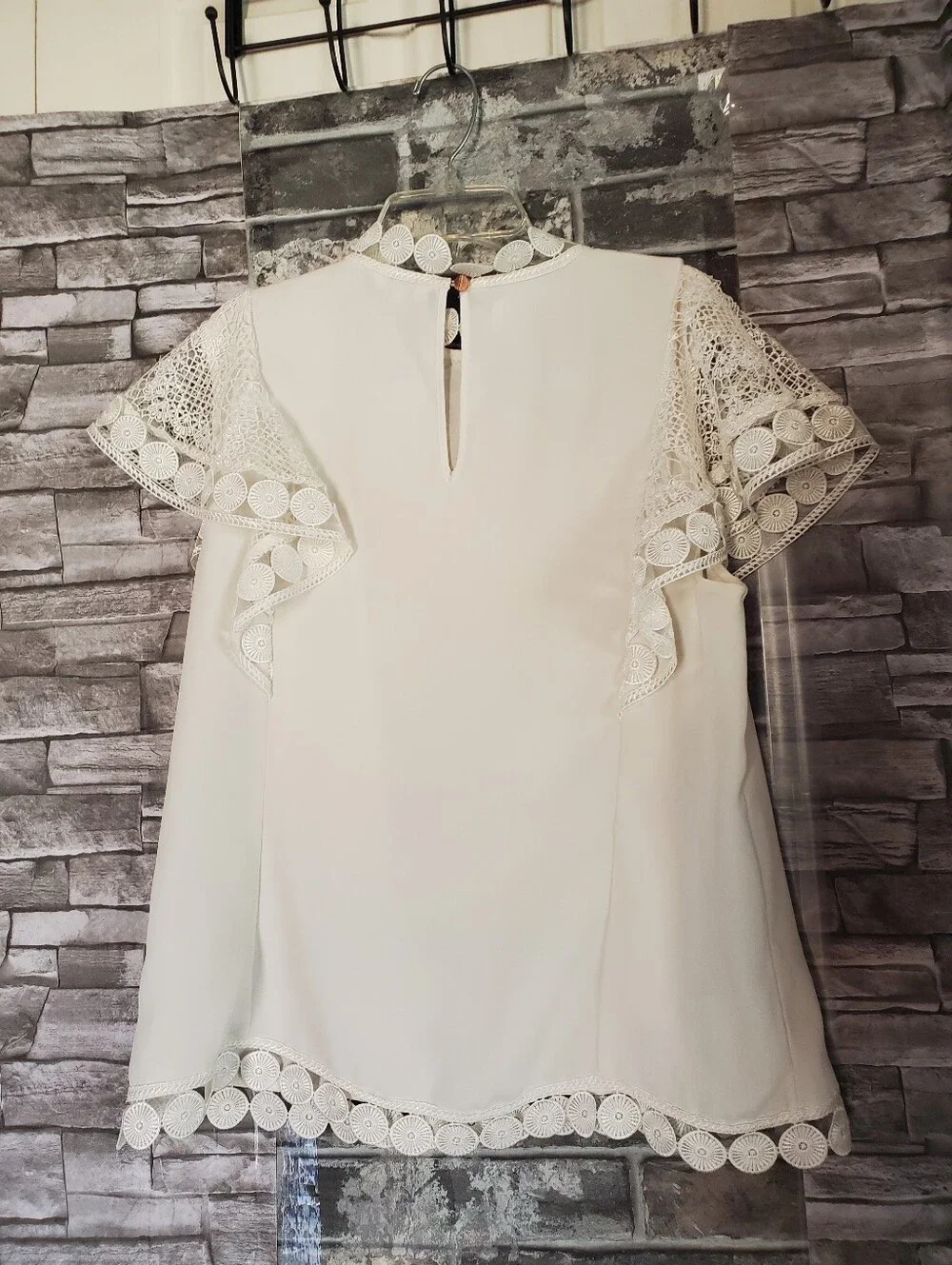 Ted Baker Ivory Lace Panel Flutter Sleeve Blouse Crochet Fairy Elegant Formal 4